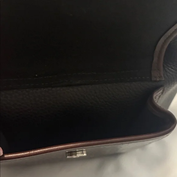 VTG Brighton Black & Brown silver Bucket Bag Crocodile print pebbled leather 90s - Picture 4 of 15